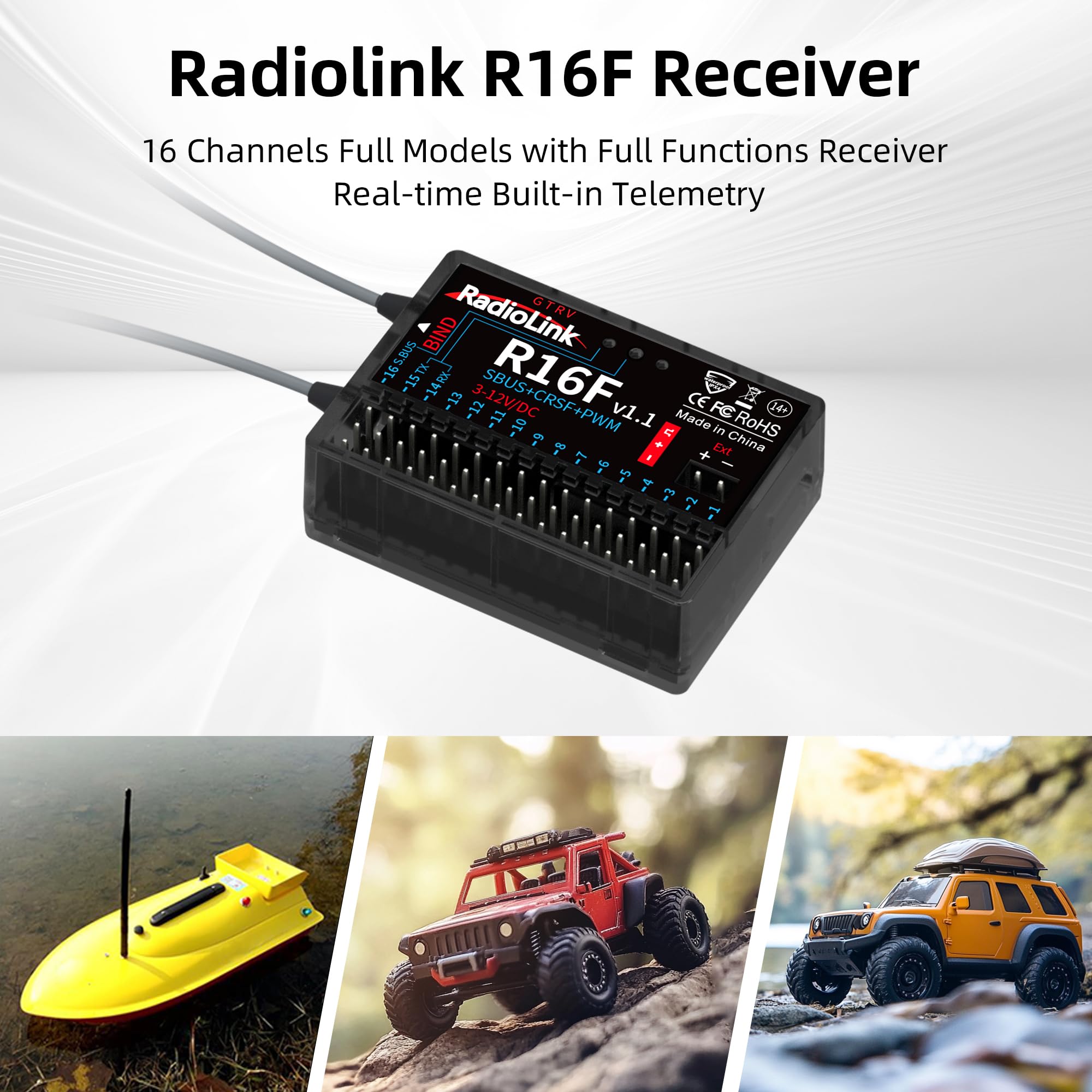 Radiolink R16F 16 Channels 2.4GHz RC Receiver Works with Radiolink Remote Controller T16D/T12D/RC4GS V3/RC6GS V3/RC8X - Image 2
