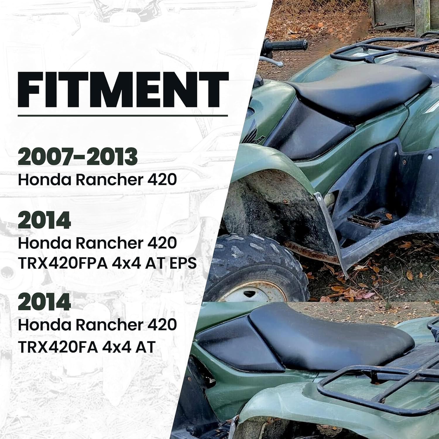 ECOTRIC Complete Seat Compatible with 2007-2013 Honda Rancher 420 TRX 2014 Rancher 420 FA FPA AT EPS ATV Seat Assembly
