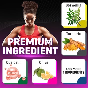 Boswellia Capsules with Boswellia, Turmeric, Quercetin and More - 90 Capsules for 3 Months Supply