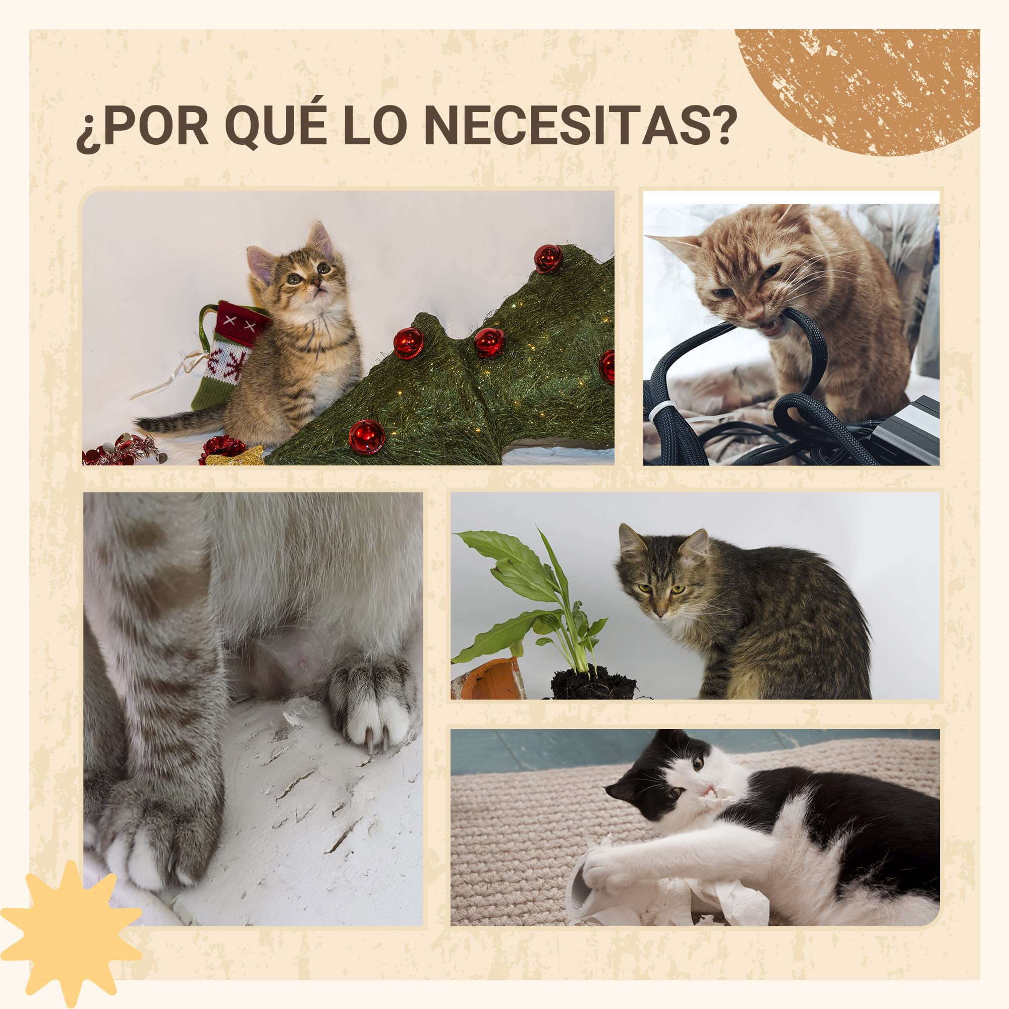 PawHut Estantes para Gatos de Pared 3 Piezas con Caseta y Hamaca Roble | Juego de Estantes Escalada para Gatos, Plataformas, Poste de Sisal