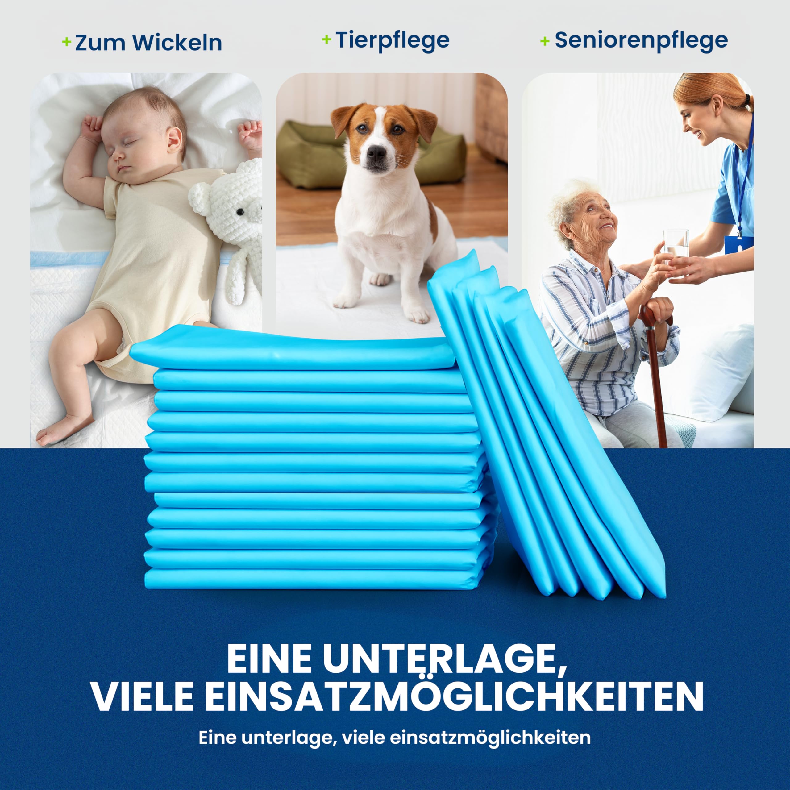 Inkontinenzunterlagen Einweg 50 Stück – XL-Format 60 × 90 cm, saugstarke Bettunterlagen mit Auslaufschutz