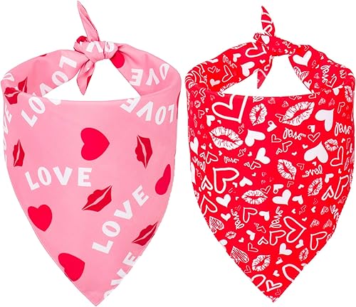 Adoggygo Bandana para perro para el día de San Valentín varios tamaños ofrecidos bufanda triangular reversible para perros pequeños pequeño rojo y