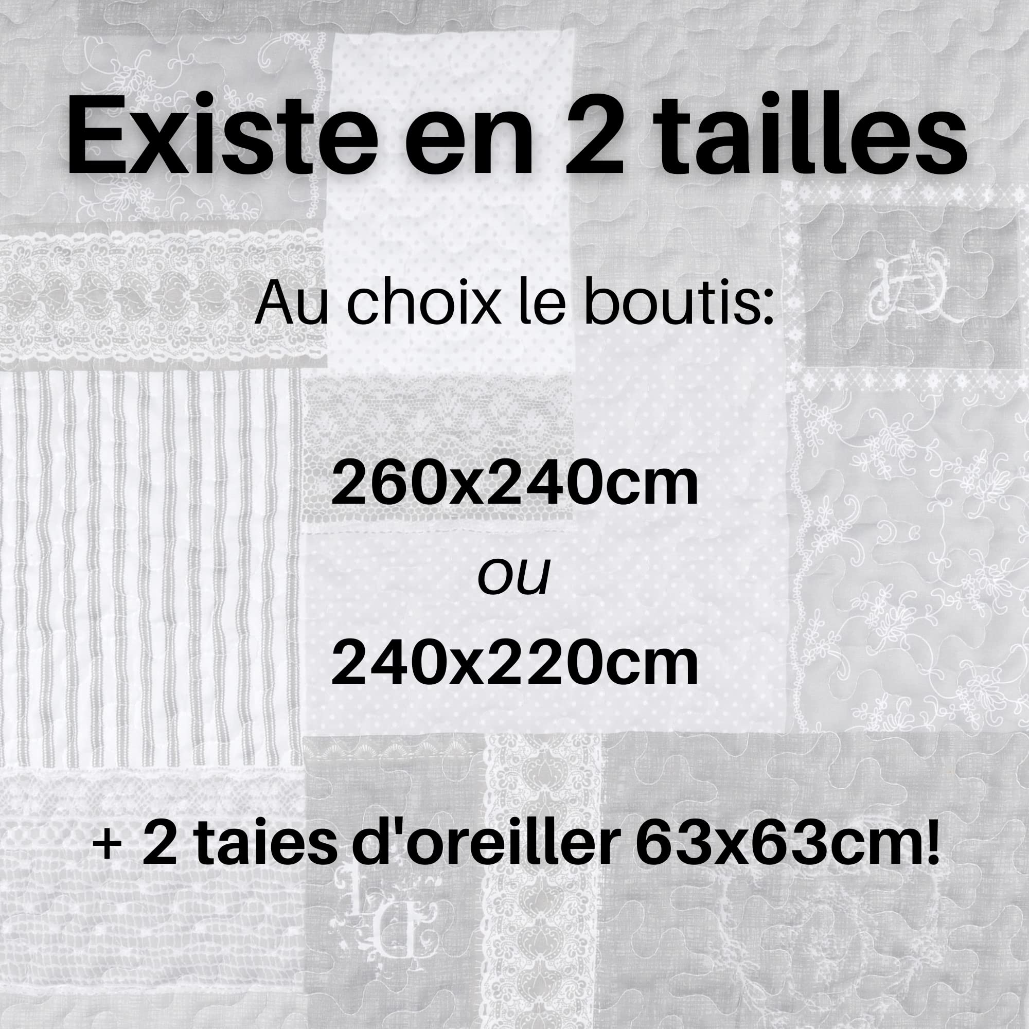 Stof - Arkansas Boutis avec 2 Taies Polyester Gris 220 x 240 cm P47118001, champêtre, Montagne