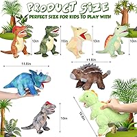 Vista 2 de Leitee Juego de 8 piezas de animales de peluche de dinosaurio, juguetes de peluche de dinosaurio a granel, surtido suave de tiranosaurio