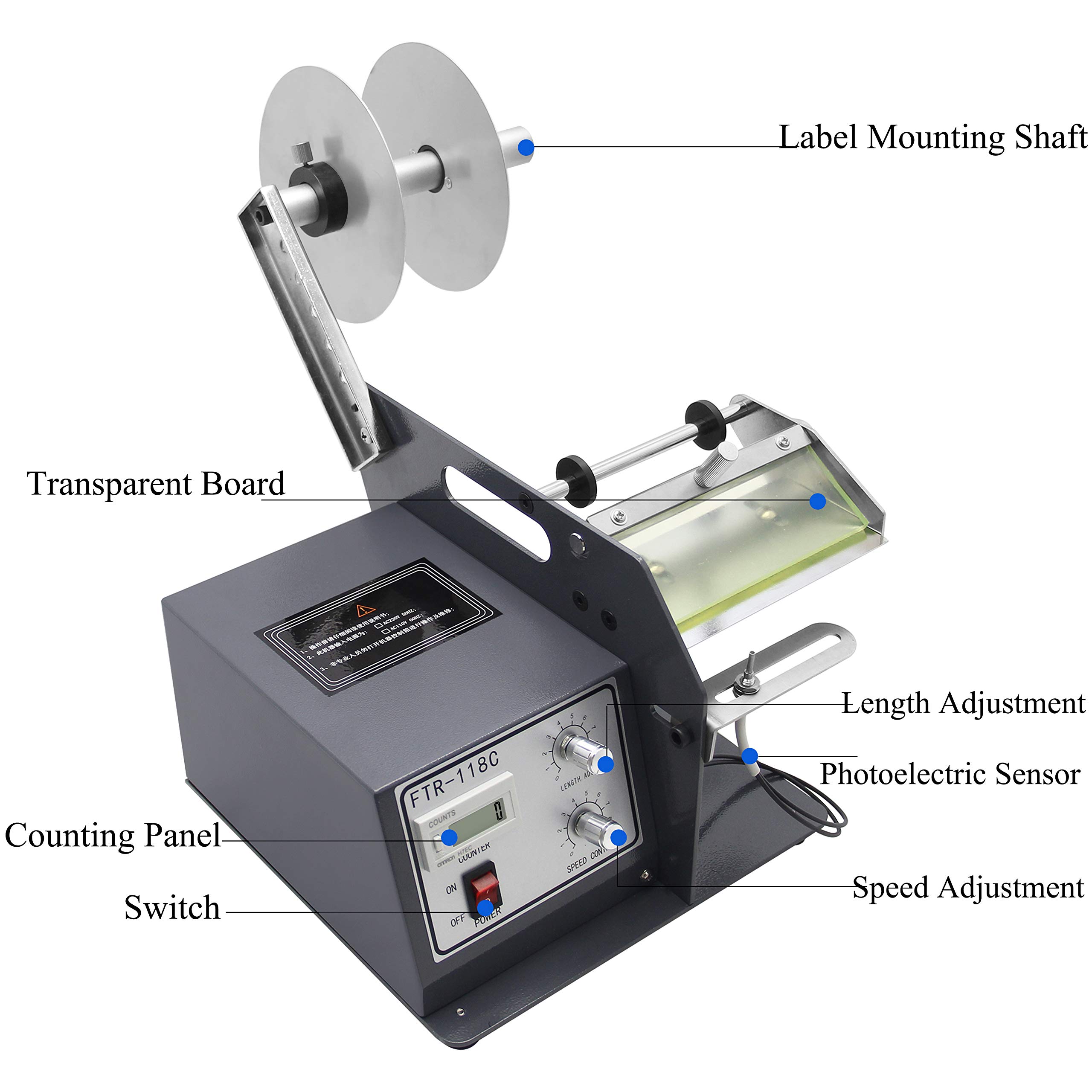 CGOLDENWall Dispenser Sutomatico di Etichette per Contatore di Etichette Macchina per Separare Etichette di Diverse Dimensioni 120mm Width Optical Fiber Induction