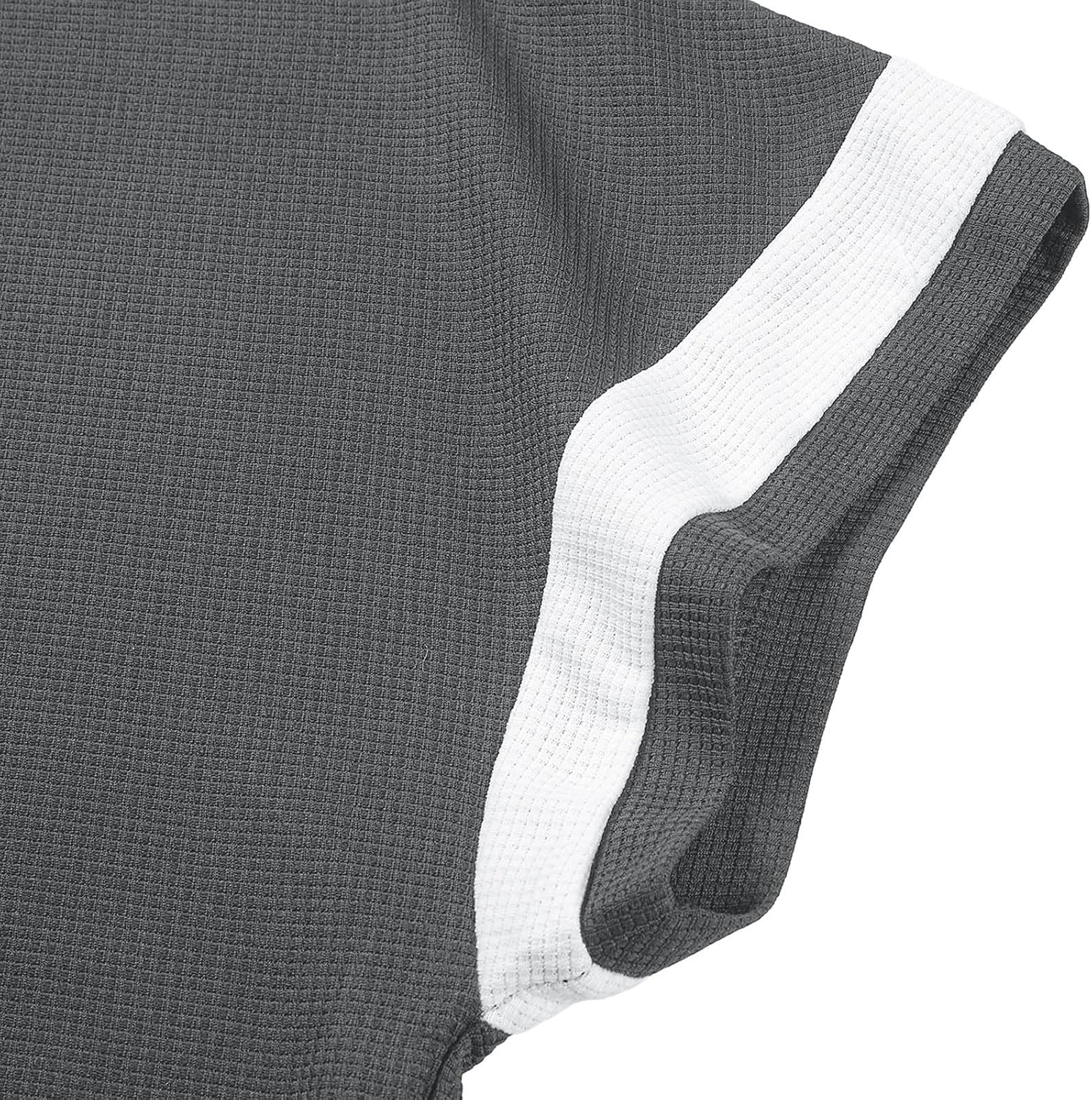 Men's Cap Sleeve Waffle Shirts Crew Neck Raglan Baseball T-Shirts Color Block Pullover Undershirts Casual Slim Top