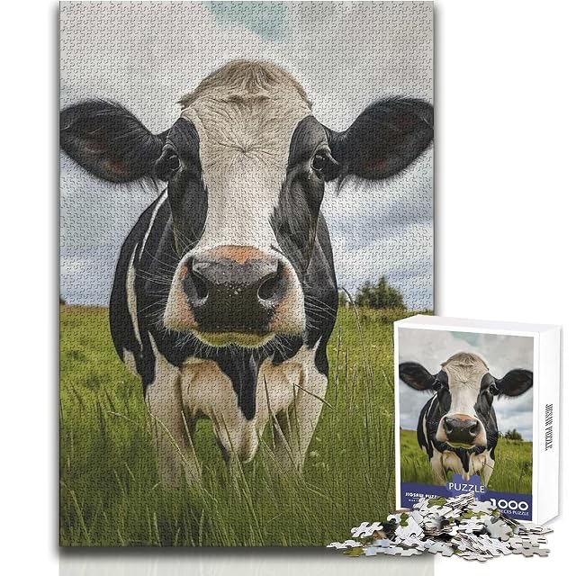 Foto 6 de 6 de Rompecabezas con Retrato de Vaca Holstein 1000 Piezas Juego Creativo para ejercitar la Mente Corte láser…