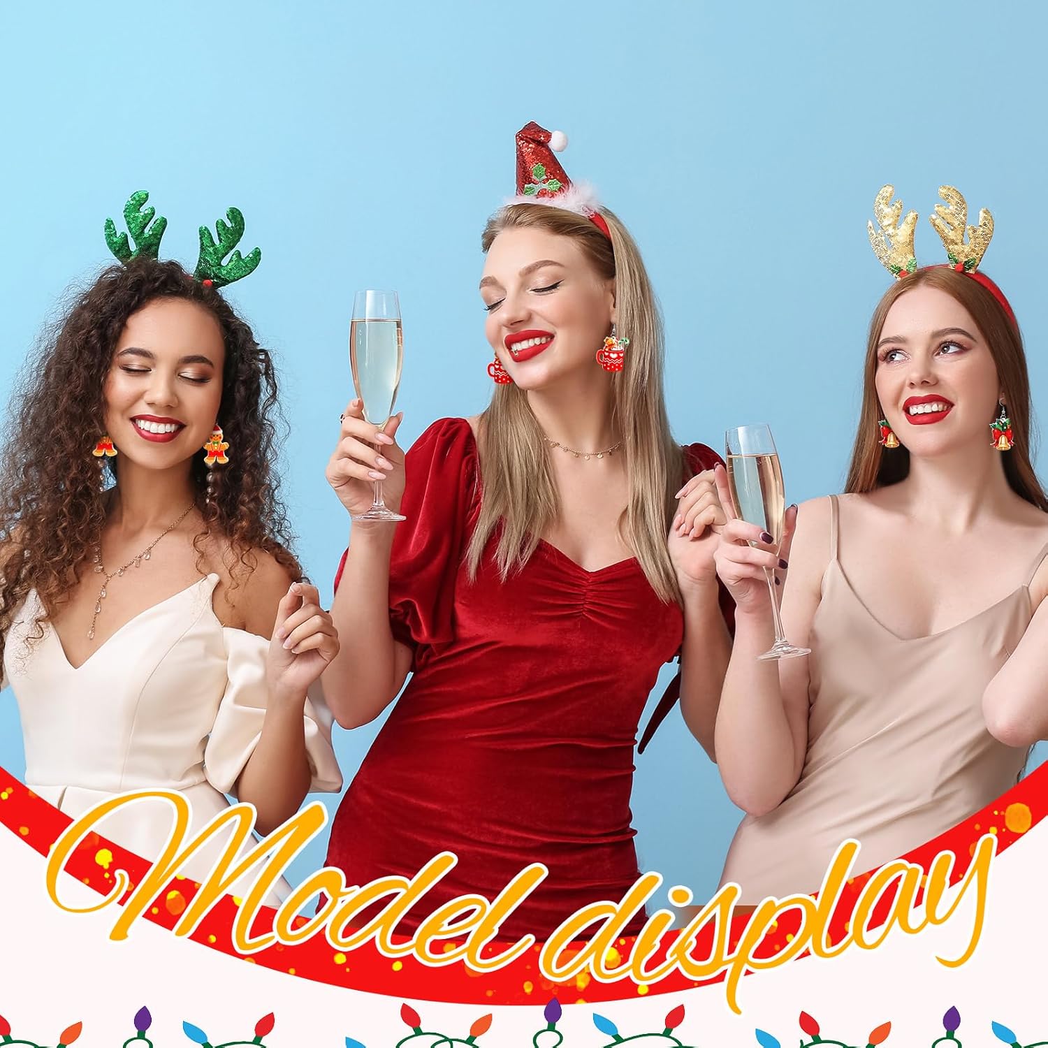 Misdary 24 Pairs Christmas Drop Earrings Bulk Thanksgiving Xmas Holiday Acrylic Dangle Earrings Christmas Tree Bow Deer Snowflake Garland Red Truck Earrings Jewelry Set for Women Adults Gifts - Image 6