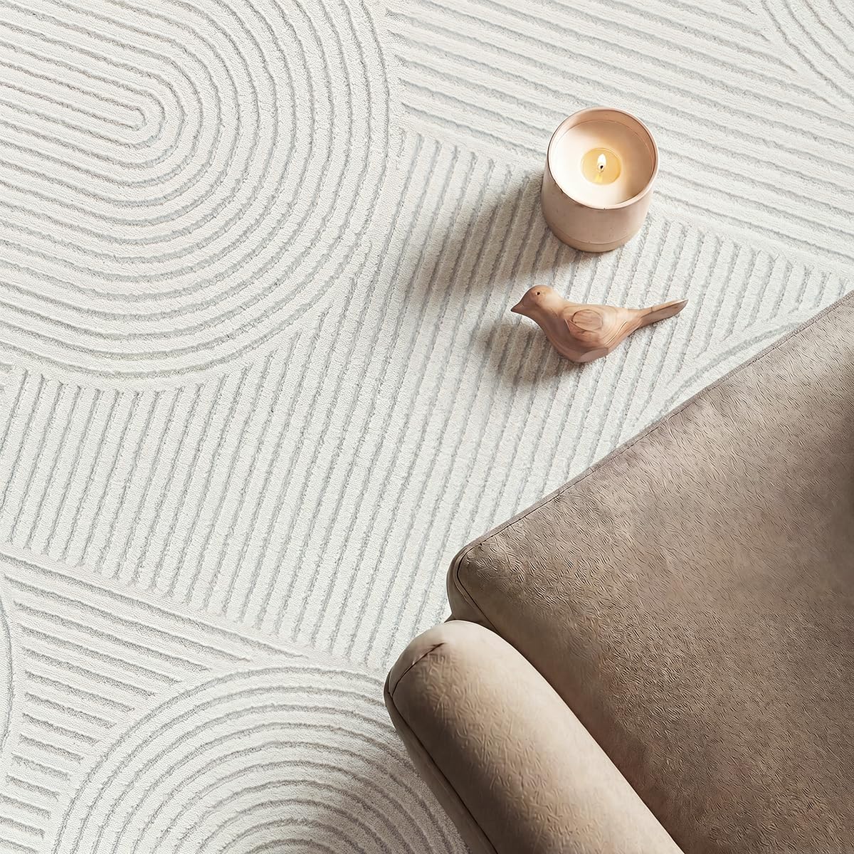 the carpet Knight - Creme, 240 x 340 cm, Wohnzimmer Teppich Moderner Kurzflor