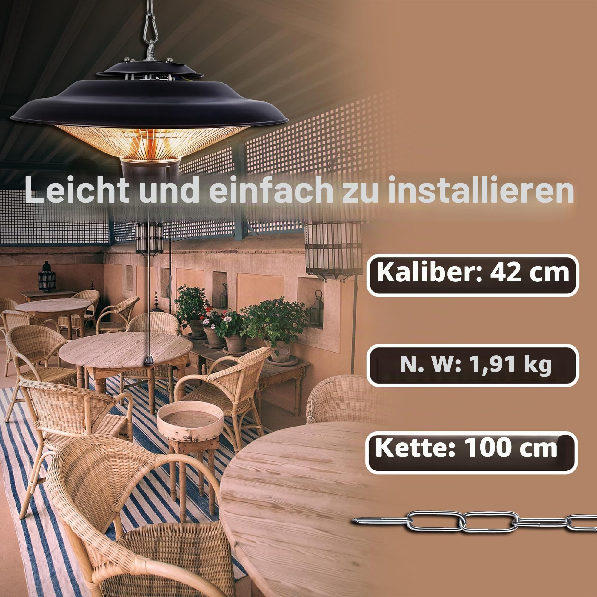DONYER POWER Outdoor Heizungen für Garten Terrasse Heizungen Halogenheizung 800W & 2000W Elektrische Heizung für Gewächshaus Zelt