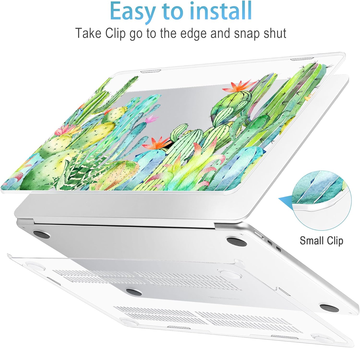 Mektron for 2026 MacBook Air 13-inch M5 Laptop Case A3449 with 13.6-inch Liquid Retina Display Fits 2025 A3240 M4 2024 A3113 M3 2023 A2681 M2 Printed Shell for MacBook Air 13.6", Watercolor Cactus