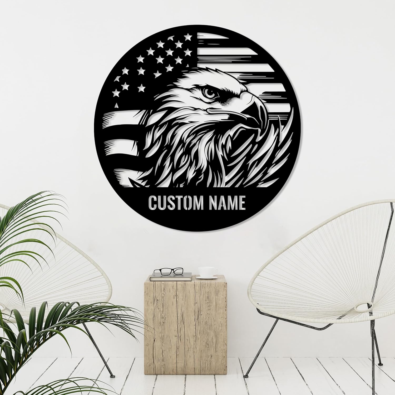 Personalized Eagle US Flag Metal Wall Sign, American Flag Metal Wall Decor, Patriotic Front Door Large Sign, 4th Of July Gift, Custom Patriotic Wall Art, Man Cave Bar Decoration, Outdoor Military Gift