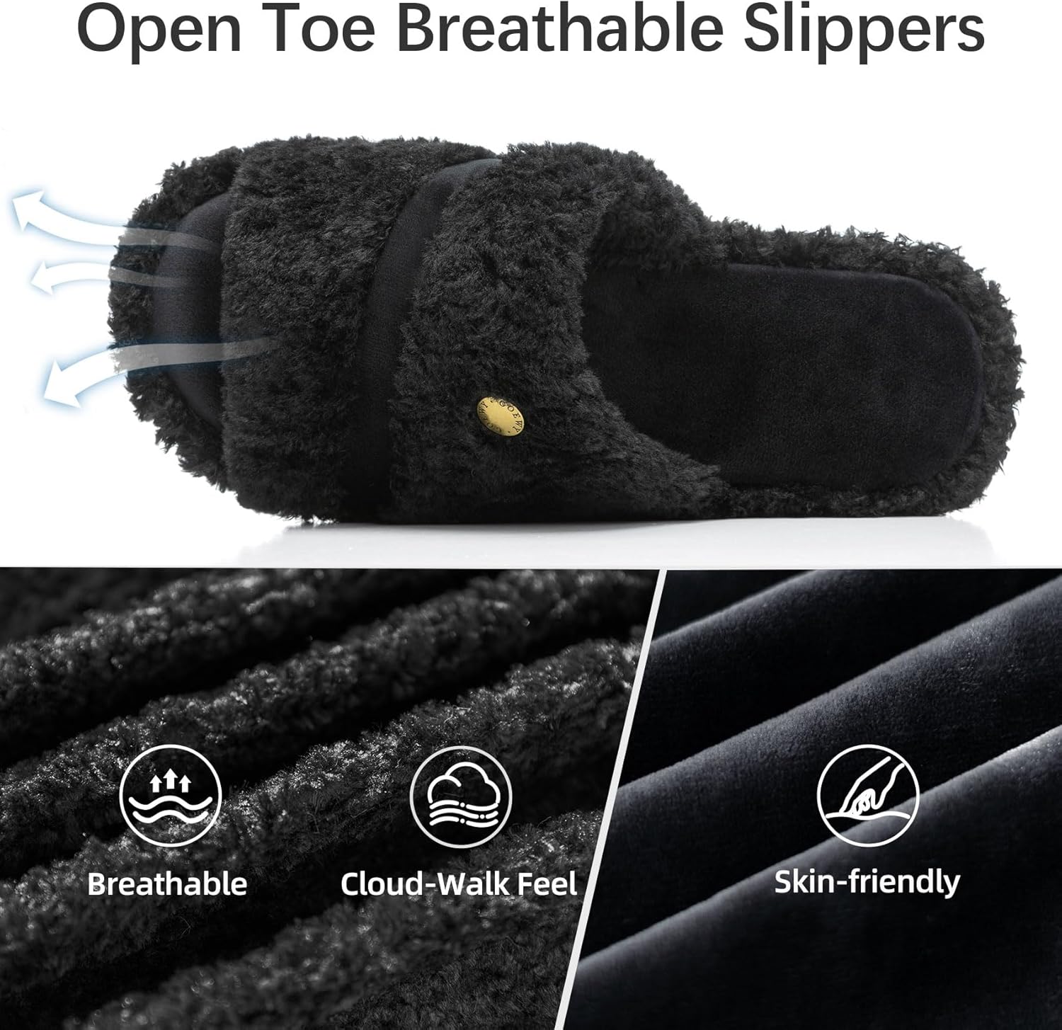 Open Toe Womens Slippers Indoor Outdoor Comfy Memory Foam Slip On House Bedroom Slides Shoes Gifts for Women Her Mom - Image 3