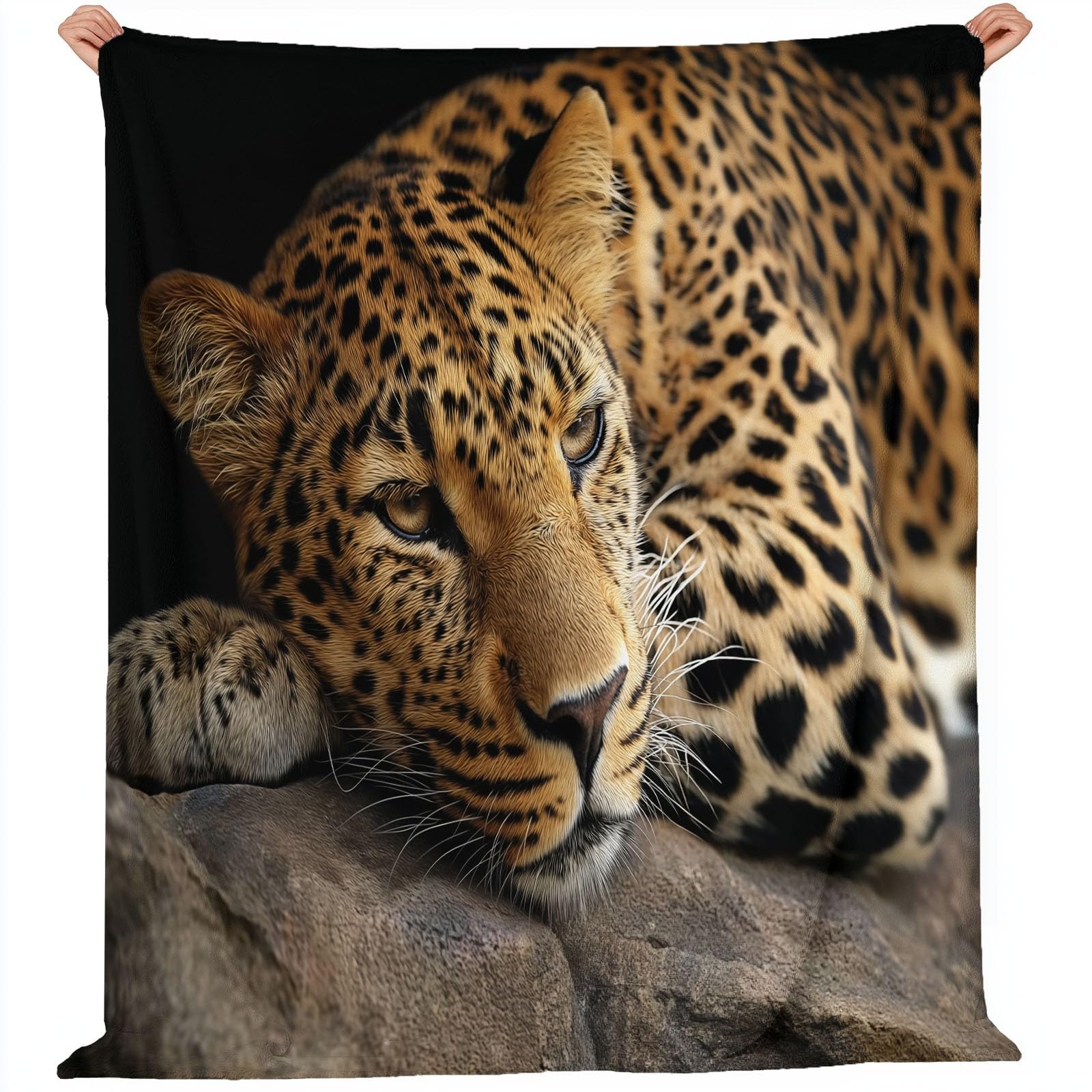 Decke Flanell 150 x 200 cm Geschenke für Frauen und Männer - Natur Tiere Fotografie Leopard Witzige Geschenke für Freunde zu Weihnachten und Geburtstag, Braunes