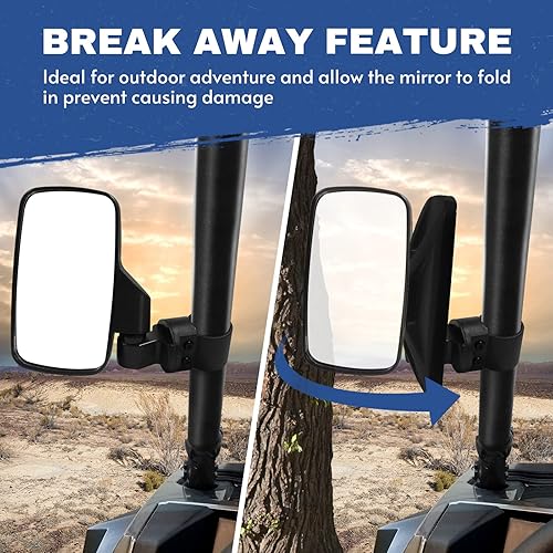 Miniatura 6 de Espejos UTV, espejos laterales Esploratori UTV con barra de jaula enrollable de 1.65 a 2 pulgadas, espejo retrovisor ajustable con rotación de 360,