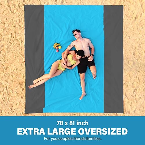 Miniatura 97 de Beach Blanket Oversized Extra Large 78" X 81",Waterproof Sandproof Beach Blanket 1-7 Adults Lightweight Durable for Travel Camping Hiking Picnic