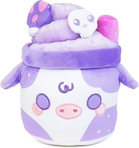 Cuddle Barn PlushGoals Witchy Brew Mooshake Juguete de peluche con aroma a púrpura Kawaii súper suave para Halloween, 7 pulgadas