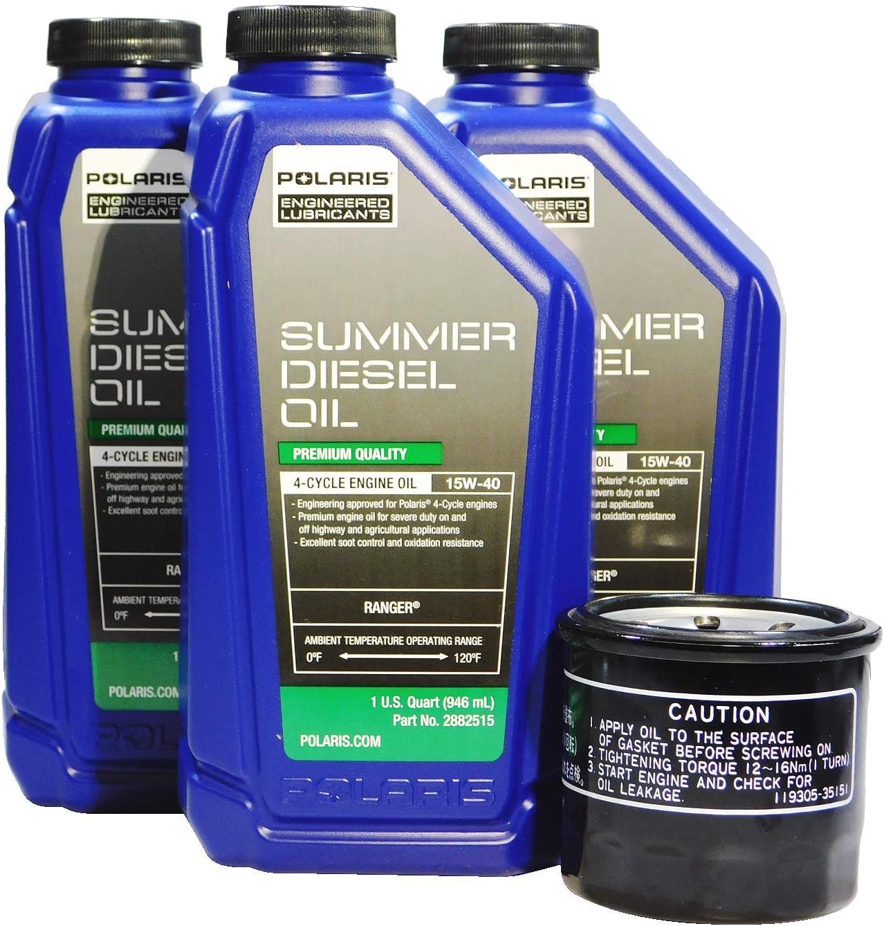 Polaris Brutus HD PTO OEM 15W-40 Summer Diesel Oil Change Kit POL12
