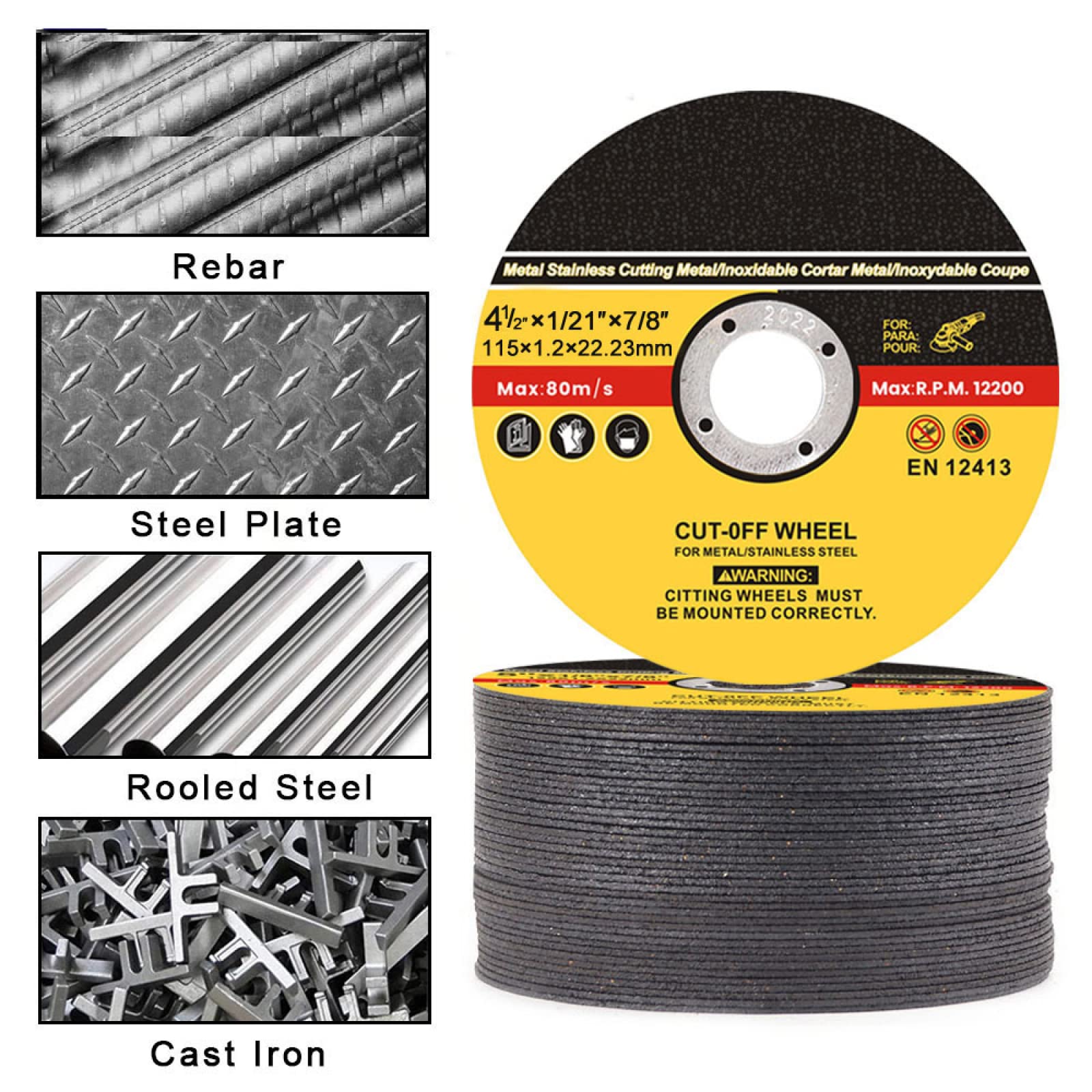 Disco De Corte De Metal De 50 Uds., Rueda De Molienda De 115mm, Herramienta De Amoladora De Rueda De Corte De Acero Inoxidable De 4,5 Pulgadas, Accesorio De Amoladora Angular