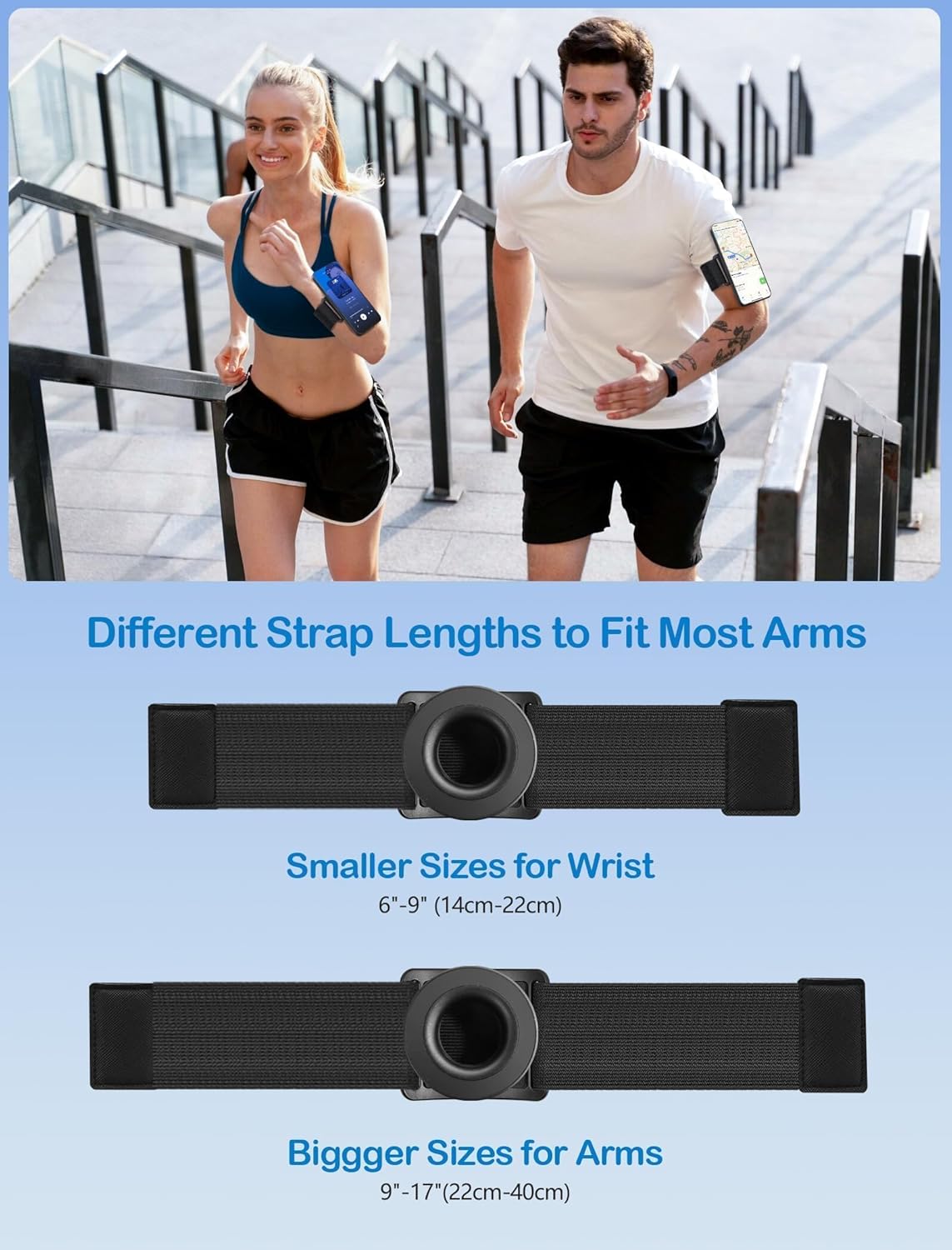 TOPGO Running Phone Holder for iPhone [360° Rotatable & Upgrade Anti-Drop] Magnetic Wrist Phone Holder Black & Blue