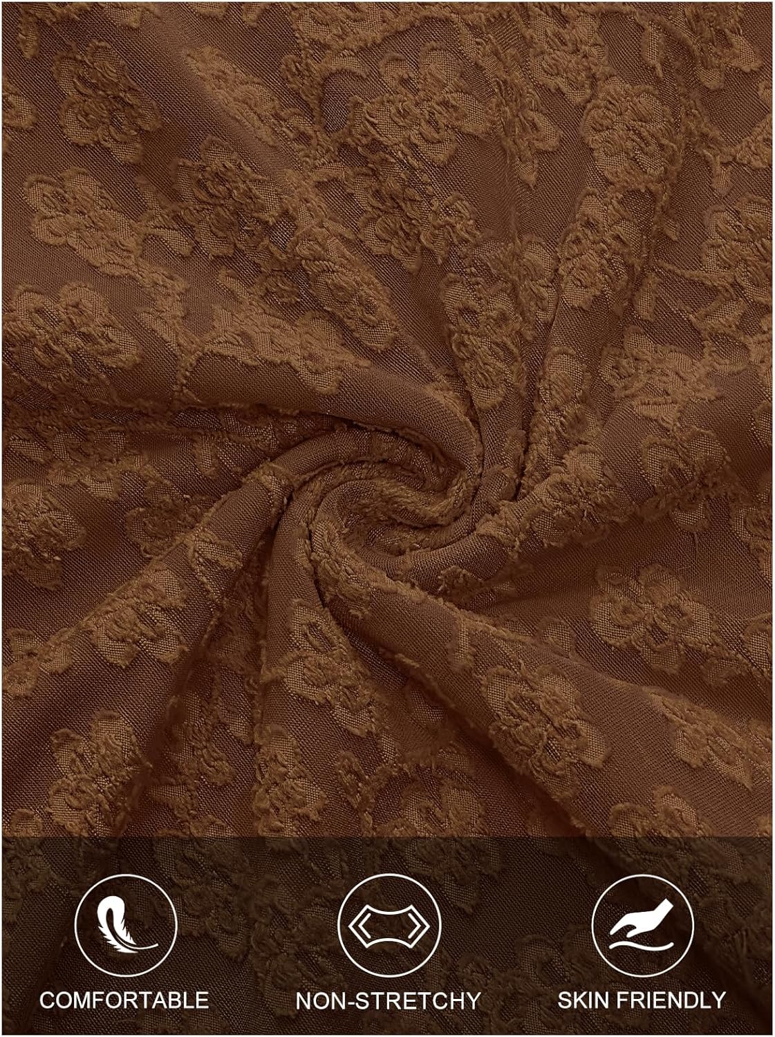 MEROKEETY Women's Floral 2025 Fall Midi Dresses Long Sleeve Square Neck Flowy A Line Wedding Ruched Dress Pockets - Image 5