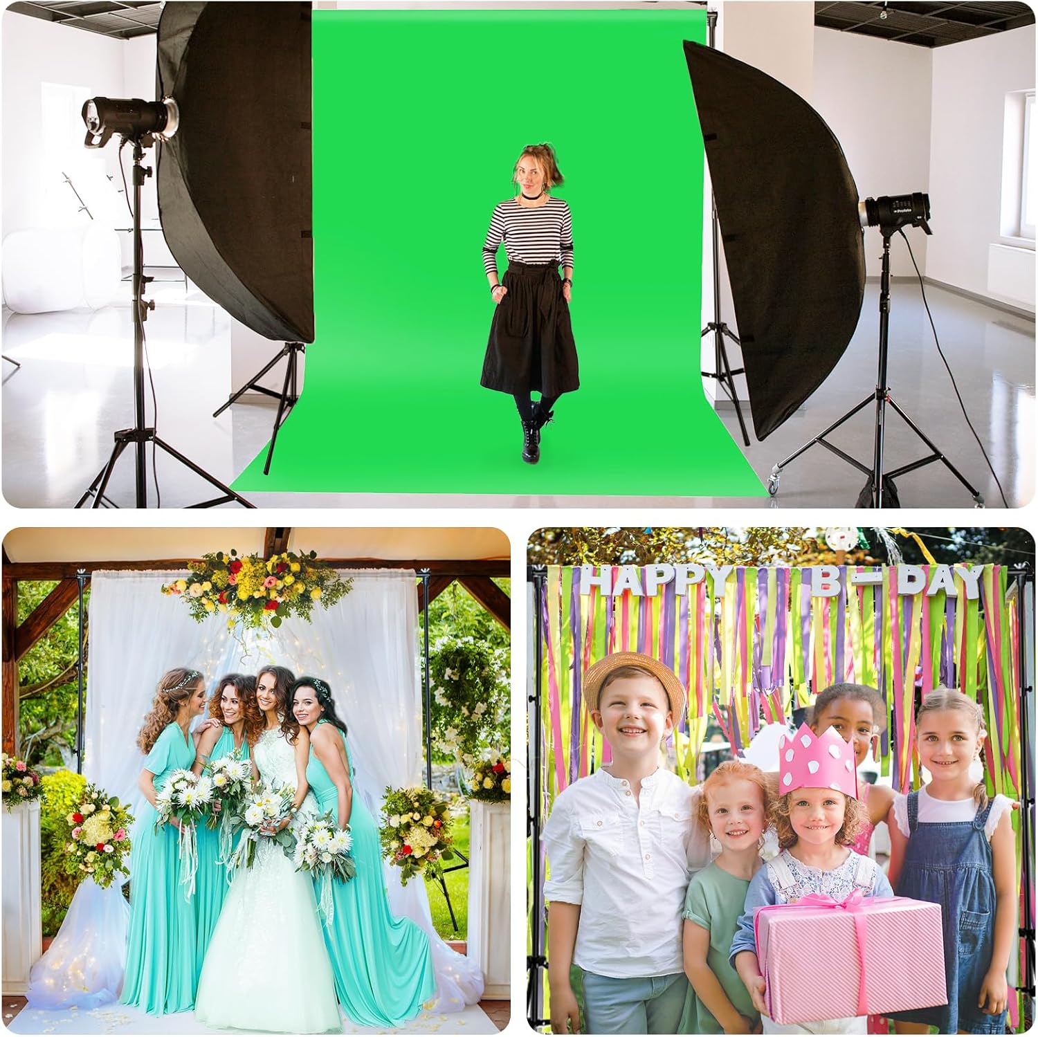 Green Screen Backdrop Kit, 10x6.6ft Photo Background Stand, Photo Booth Props Adjustable Photography Background Stand for Photoshoot, Projector Screen, Movie Screen, Parties, Events, Decoration
