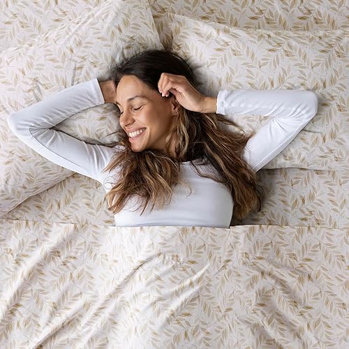 Miniatura 5 de Madison Park Essentials Sábanas 100% algodón, transpirables y suaves, diseño impreso, juego de sábanas de algodón con bolsillo elástico para