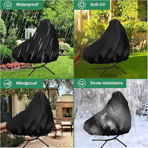 Miniatura 3 de JK-GMTE Funda impermeable para tumbona y soporte para colgar al aire libre, soporte de acero para patio, cubierta de silla de hamaca para colgar