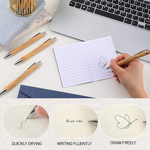 Miniatura 6 de Fuutreo 50 bolígrafos de bambú retráctiles inspiradores a granel, regalo de agradecimiento para empleados, regalo para veterinario, asistente