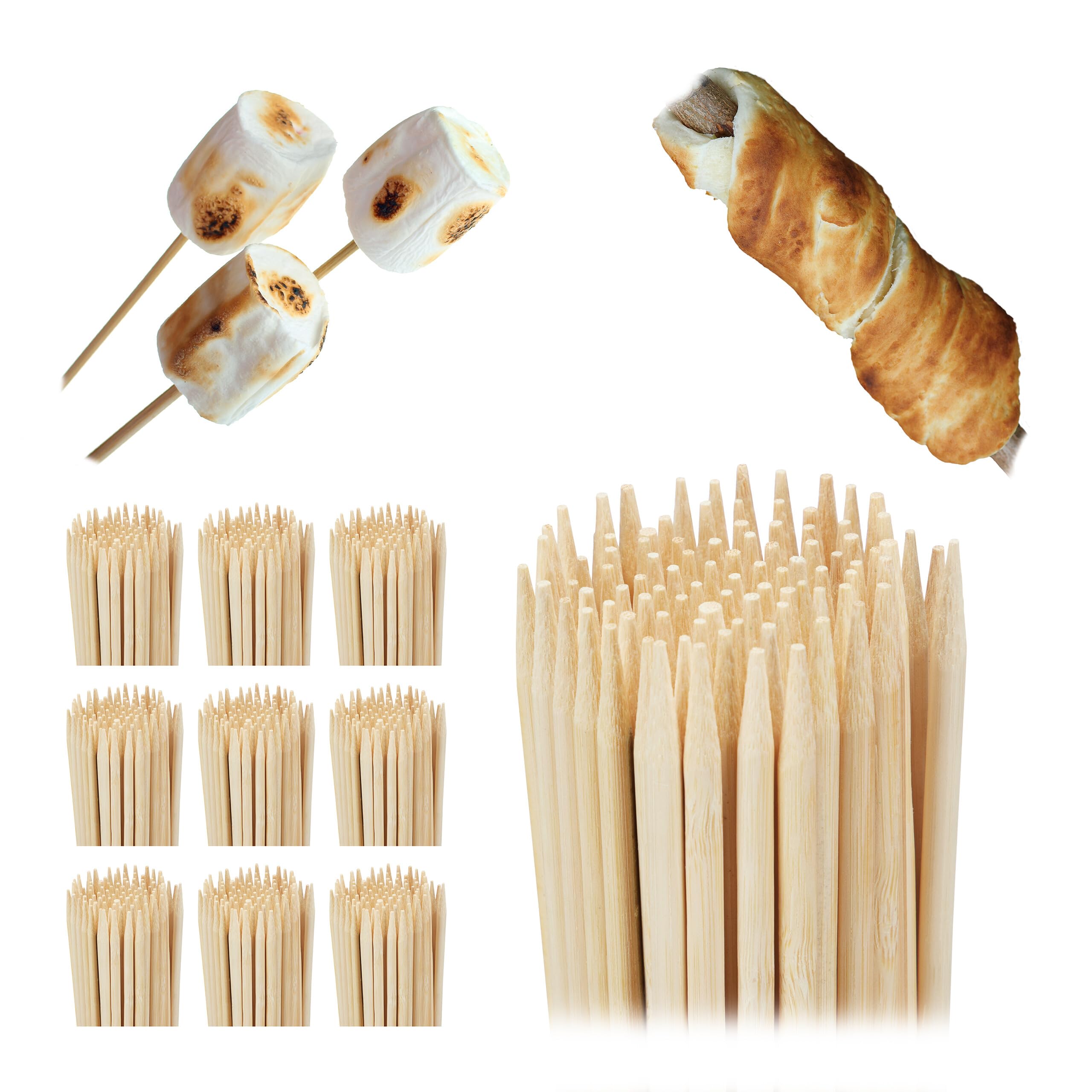 1000 Spiedini Di Legno Di Betulla - 10cm X 2.5mm, Per Grigliate, Barbecue, Cucina E Lavoretti DIY - Foto 8