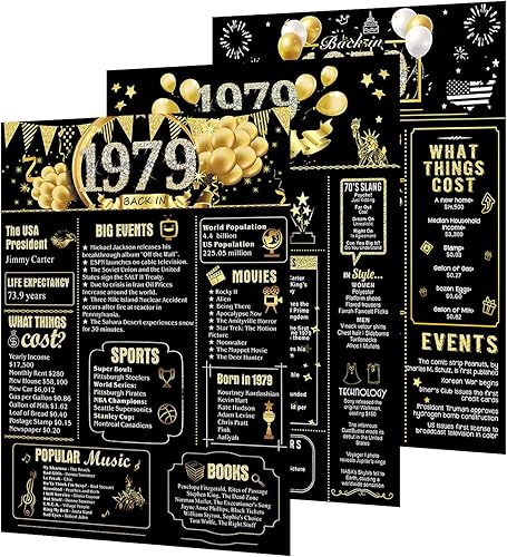 Miniatura 1 de ZZDWLDHA Decoraciones de cumpleaños número 44 para mujeres u hombres, decoración de mesa vintage con clase, póster de tarjeta de cumpleaños para él