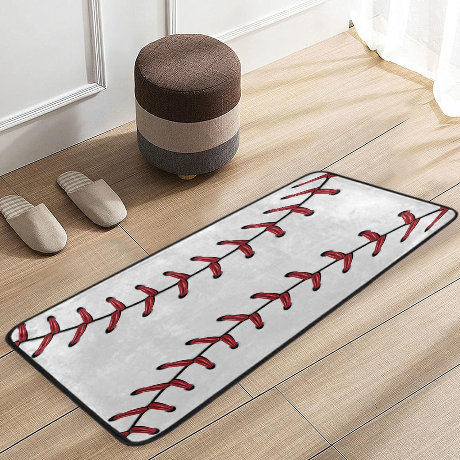 Naanle Sport Baseball Kitchen Floor Mat Baseball Non Slip Absorbent Comfort Standing Mat Kitchen Runner Rug for Hallway Entryway Bathroom Living Room Bedroom 39 x 20 inches
