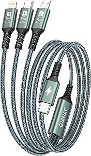 100W USB C to Multi Charger Cable [1.2M] 3 in 1 Charging Cable With E-Mark Chip, USB C [100W]+Lightning[27W]+Micro[10W] for Samsung Galaxy S23,iPad Pro, iPad Mini, MacBook Pro/Air/iPhone14 13 12