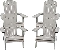 Vista 34 de Flash Furniture Charlestown – Silla plegable Adirondack de poliresina para interiores o exteriores, resistente a la intemperie, color negro