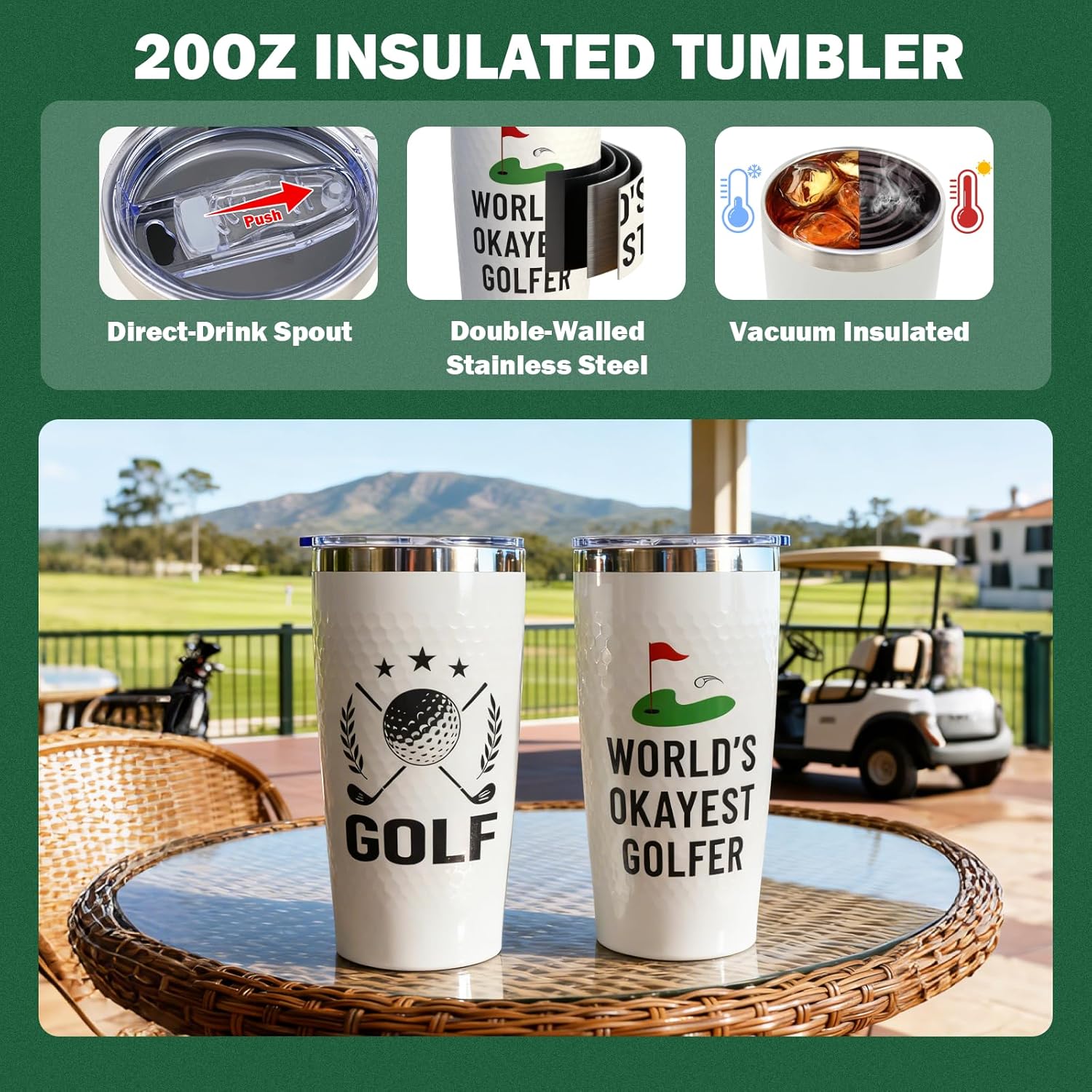 ANOTION Golf Gifts for Men, Valentines Gifts for Golfers Golf Accessories for Husband Boyfriend Dad, Mens Valentine Day Gift Box Tumbler Club Cleaner Socks Ball Marker Bracelet for Birthday - Image 3