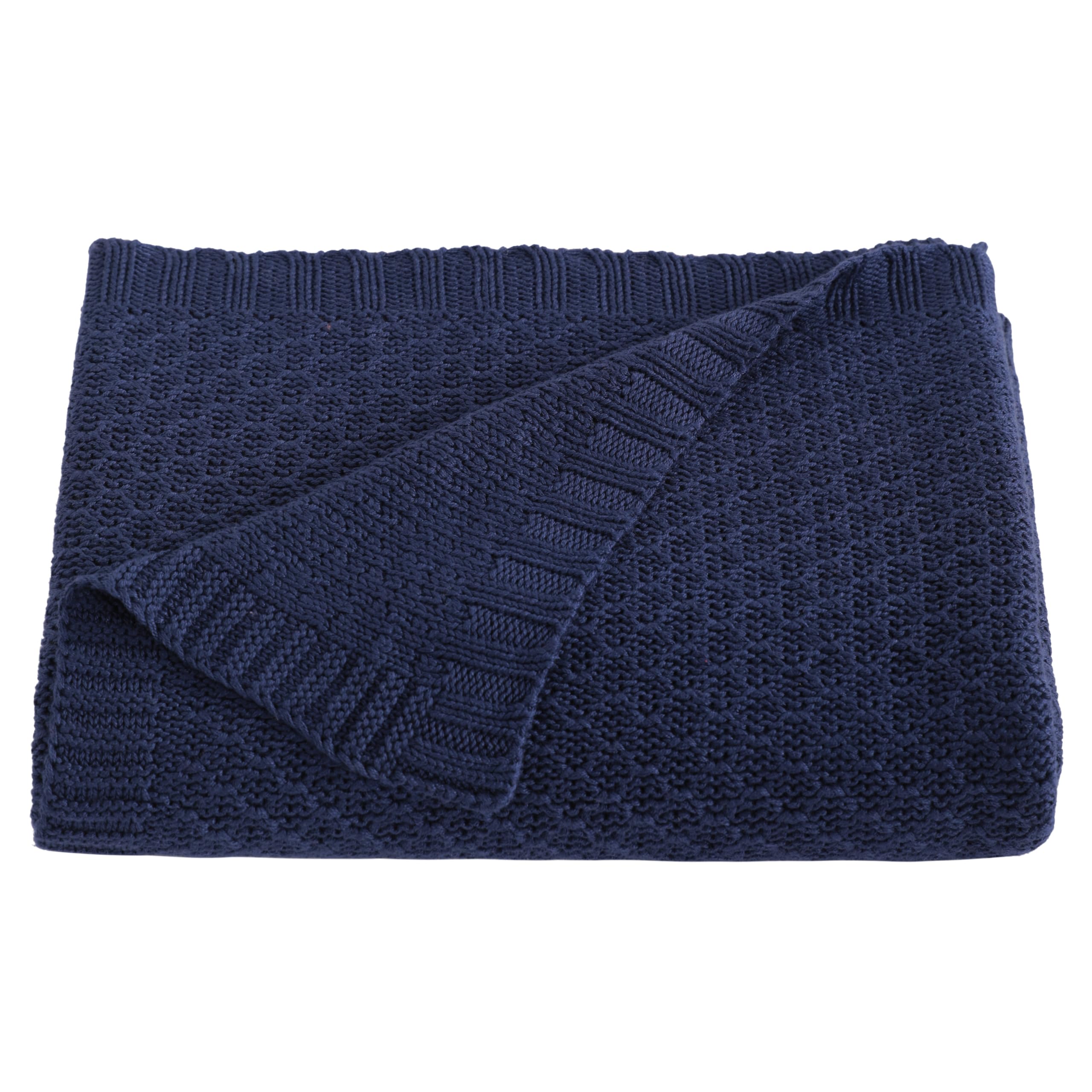 NTBAY Cable Knit Cooling Toddler Blanket, Soft and Breathable Baby Blanket 30x40 Inches Made from Rayon Derived from Bamboo for Crib, Stroller, Nursery, Navy BlueOEKO-TEX STANDARD 100