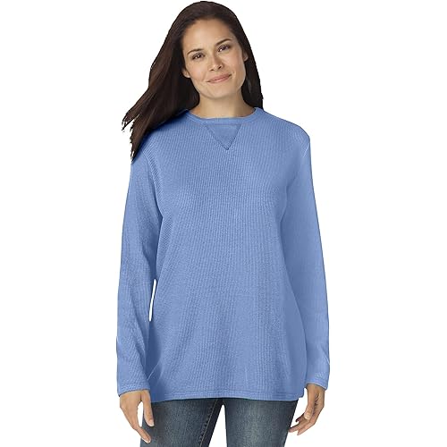Woman Within Plus Size Waffle Thermal Sweatshirt