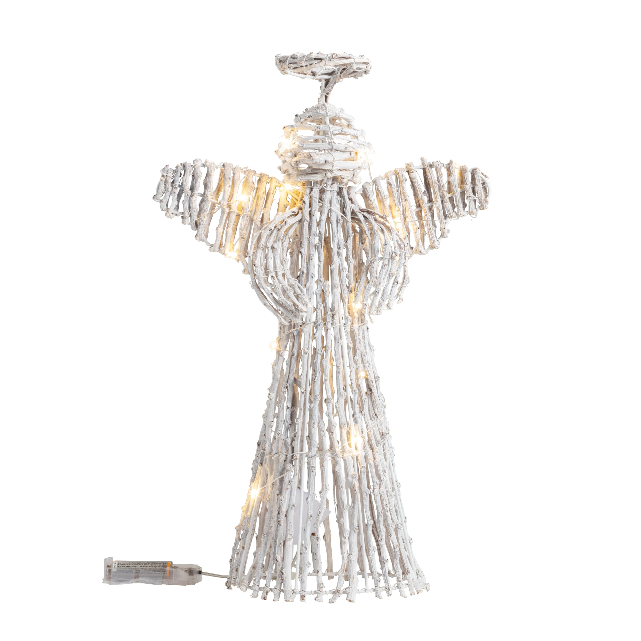Mud Pie Petit Ange Lumineux en rotin de Noël à offrir en cadeau