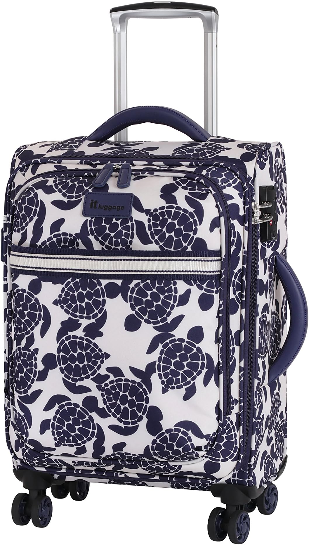 it luggage Nautical Turtles 8 Wheel Lightweight Semi Expander Cabin Suitcase, 54 cm, 44 L, Navy/Cream Sea Turtles Print