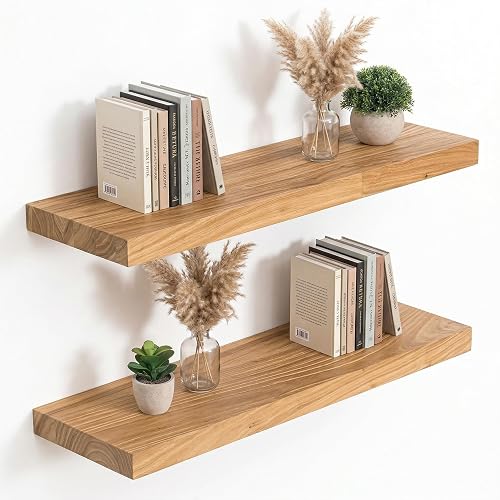 Acovy Extra Deep 24" Long Rustic Solid Wood Floating Shelves