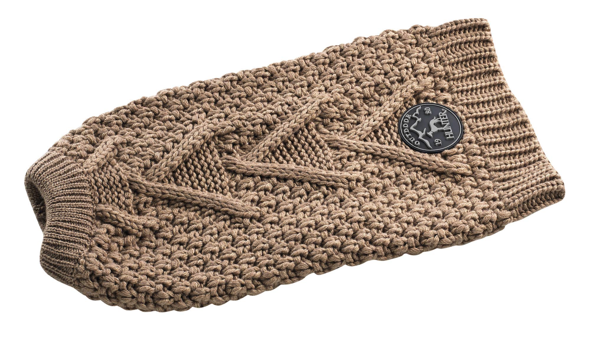 HUNTER Hundepullover MALMÖ, Farbe: beige, klassisches Zopfstrick-Muster, wärmend & bequem, elastisch für optimalen Sitz, reflektierend für mehr Sichtbarkeit, waschbar bei 30°C, Größe: 40