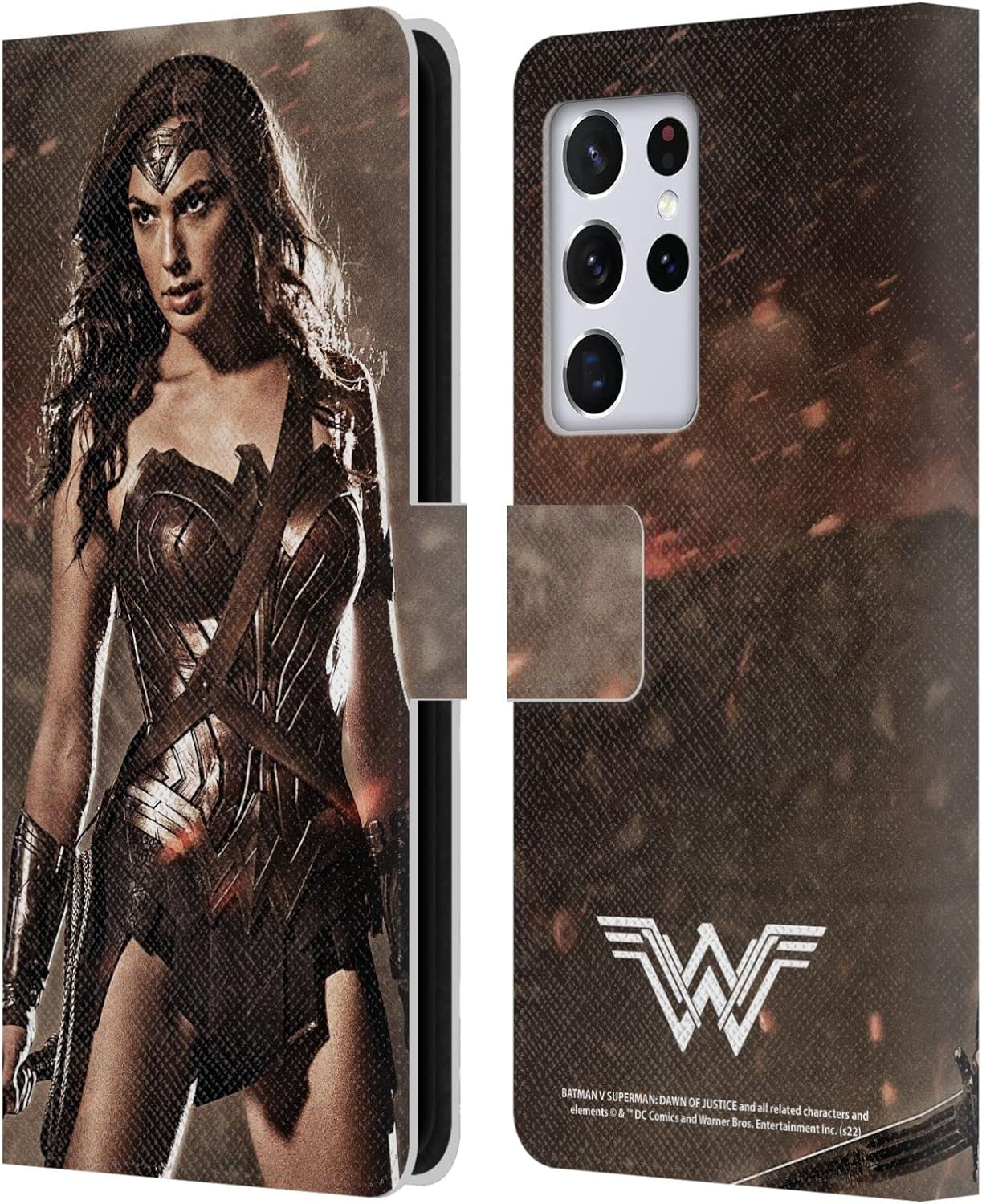 Head Case Designs Officially Licensed Batman V Superman: Dawn of Justice Wonder Woman Graphics Leather Wallet Case Compatible with Samsung Galaxy S21 Ultra 5G