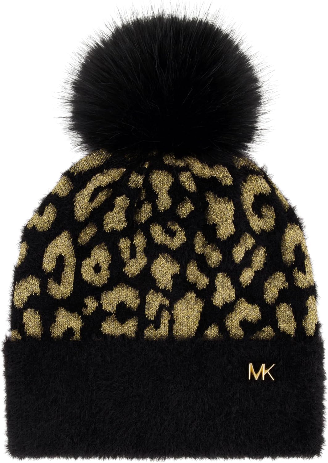 Michael Kors Womens Metallic Feather Leopard Cuff Hat - Image 2