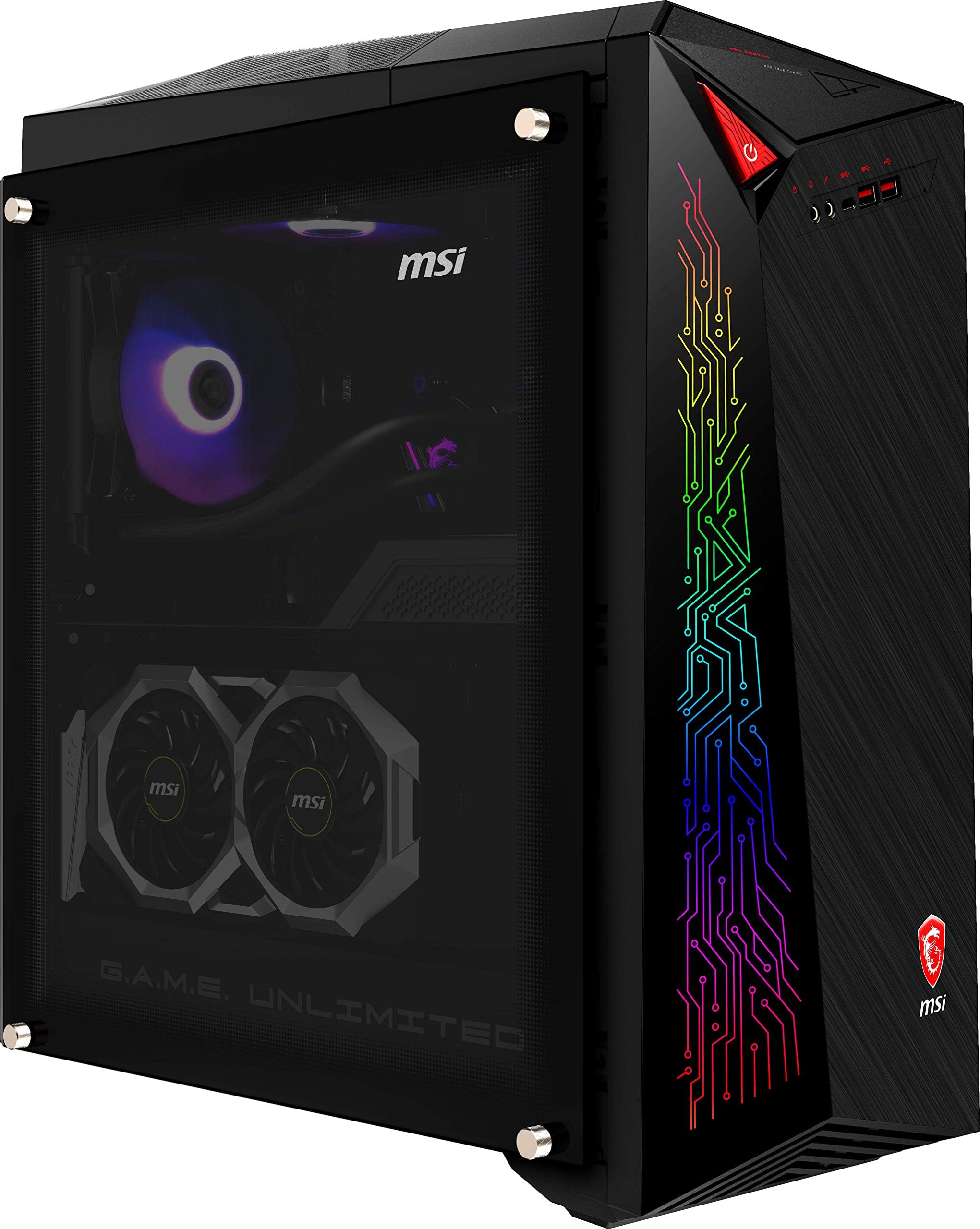 MEG Infinite X 10TE 878AE Gaming Desktop, Intel Core i7 10700KF Processor, 64GB RAM, 2TB HDD+1TB SSD Storage, Nvidia RTX3080 10G Graphics, Win10 9S6 B91651 878, Black