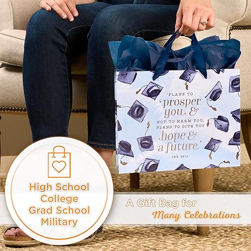 Miniatura 4 de Christian Art Gifts Bolsa de regalo de paisaje con tarjeta y juego de papel de seda, esperanza y un futuro, versículo bíblico inspirador de Jeremías