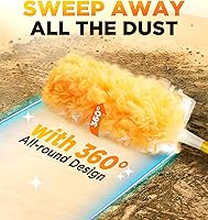 Vista 2 de Recargas de plumero resistentes para Swiffer Duster, 12 unidades de recarga de plumero con 1 mango, plumeros multisuperficie de 360° con 4