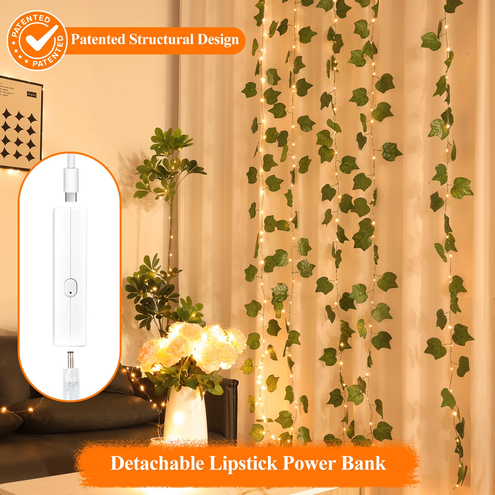 Luces de hadas recargables de 33 pies x 4 pintalabios, luces parpadeantes que funcionan con pilas, mini cadena de luces LED para interiores con temporizador para dormitorio, Navidad, fiestas, bodas