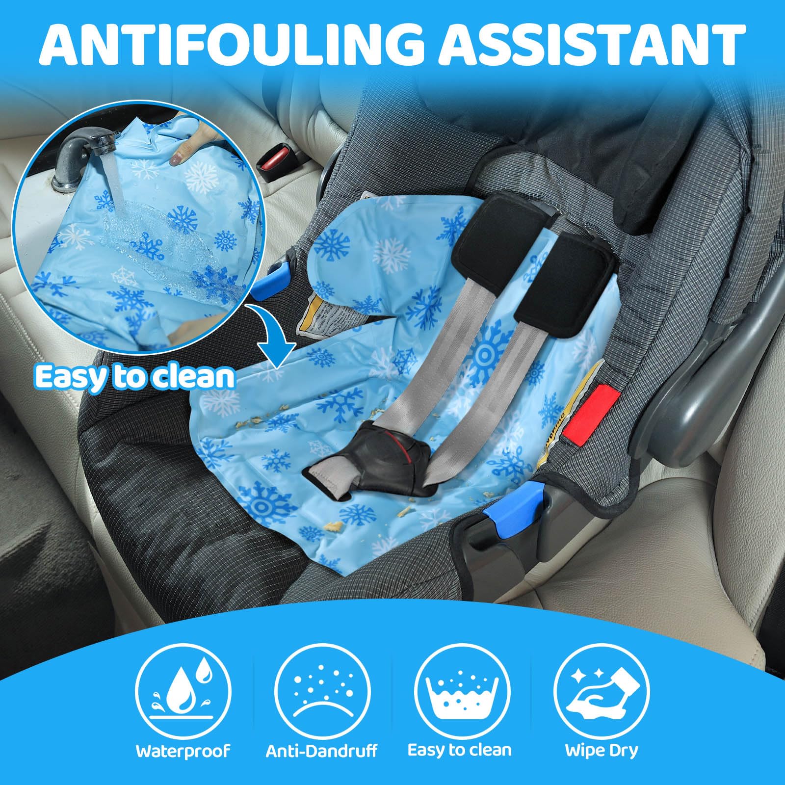 Orzbow Seggiolino Auto Bambino Cuscinetto di Raffreddamento in Gel, Reversibile Seduta Auto Bambini per Vasino con EVA, Adatto ai Passeggino, Seggiolino Auto per Bambini, Blu