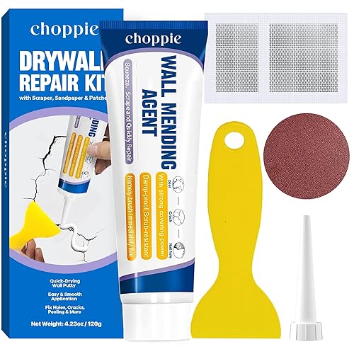 Choppie Kit de reparación de paneles de yeso (4.2 onzas), reparación de paredes Spackle Pared, Kit de parches de reparación de pared para llenar los