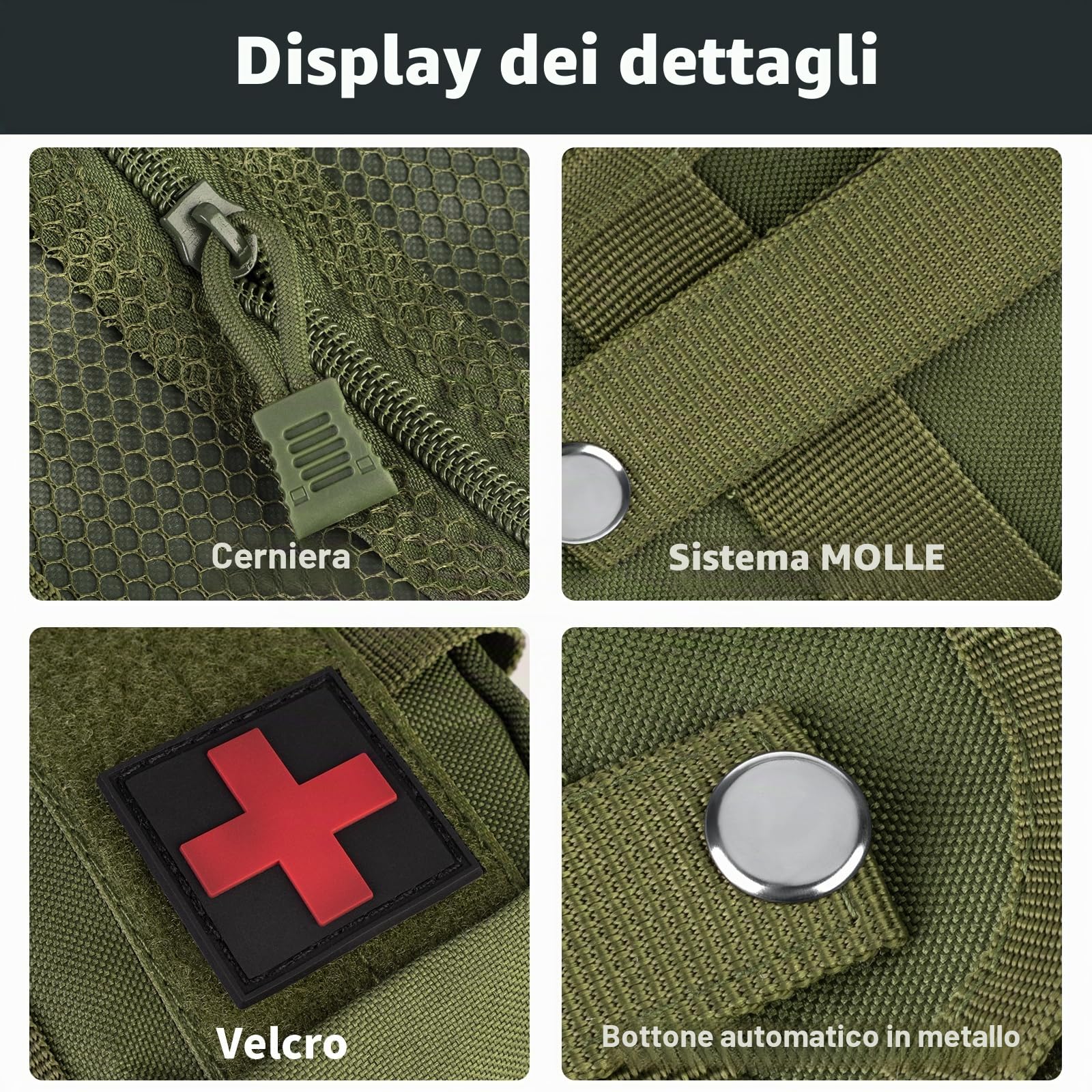 Tentock Borsa di sopravvivenza in tela Borsa all'aperto tattica per l'auto, attrezzatura di emergenza medica per il campeggio escursionistico (Red)